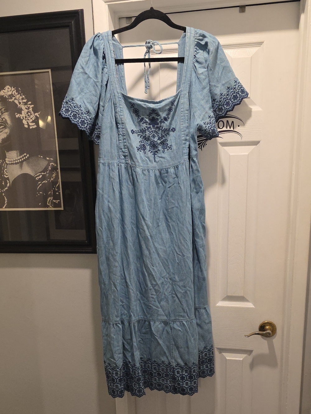 Old Navy Light Blue Embroidered Maxi Dress
